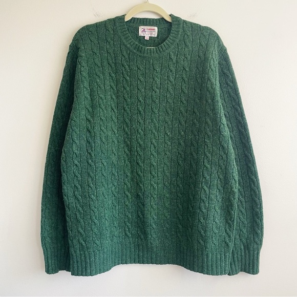 Vintage clansman Kelly green wool sweater chunky cable knit fisherman preppy M - Picture 1 of 9